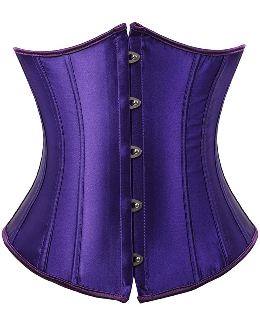 Women's Lace Up Boned Jacquard Brocade Waist Training Underbust Corset Corset - Violet - C718IIN3AZ6 $20.10 Bustiers & Corsets