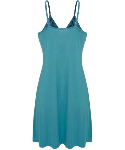 Sleepwear Womens Chemise Nightgown Full Slip Lace Lounge Dress - Viscose-blue Green - CN18LMTT777 $36.65 Baby Dolls & Chemises