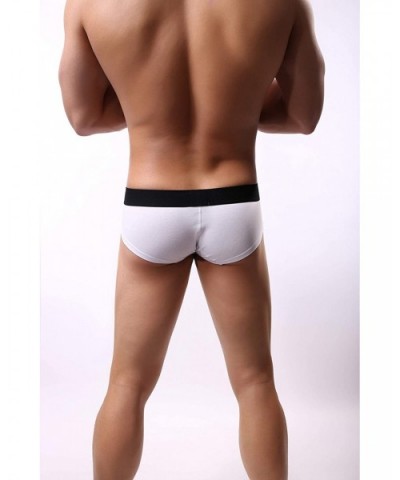 Men's Swimwear Solid Cotton Siwmming Seamless Front Pouch Small Boxer Underwear Briefs - White - CK19DYX4YUS $14.01 Briefs