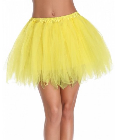 Women's Teen's 1950s Vintage Tutu Tulle Petticoat Ballet Bubble Skirt - Yellow - C7185XM3D07 $18.07 Slips