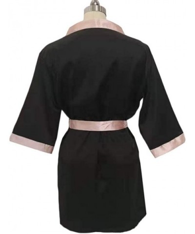 New Women's Satin Robe Sets- Silk Long Sleeve Satin Pajamas Sleepwear Robe with Belt Bathrobe - Black - C1194RAKW9G $17.60 Robes