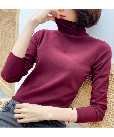 Women's Turtleneck Thermal Base Layer Long Sleeve Shirt - Purple - C1195LSNT69 $33.52 Thermal Underwear