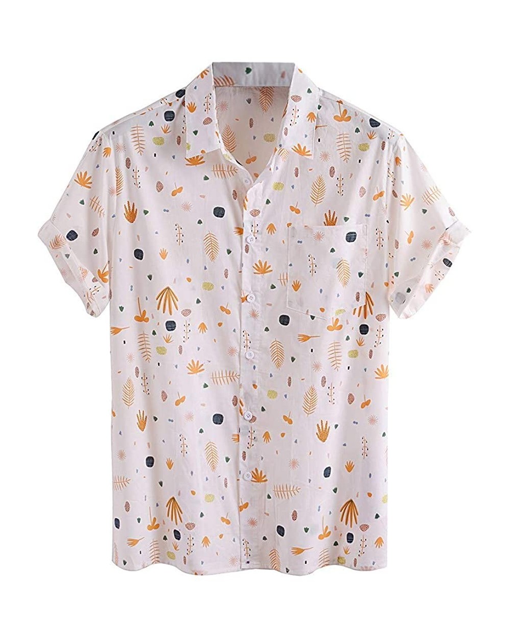 Summer Printed T Shirts for Men Turn Down Collar Short Sleeve Casual Shirts - Pink - CU19C9Y70RD $41.45 Sleep Tops