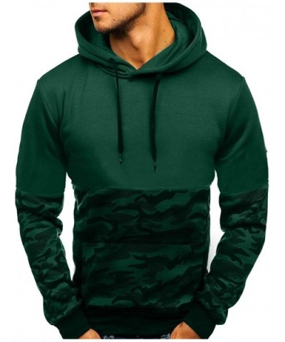 Men's Fashion Hoodies Color Block Outwear Pullover Sweatshirt with Individual Pocket - Green - C319453UKQ5 $38.33 Shapewear