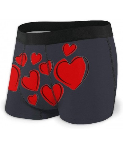 Valentine's Day Hearts Pattern Mens Boxer Briefs Underwear for Men Polyester Spandex Quick Dry - CW18UEAKDQT $27.82 Boxer Briefs