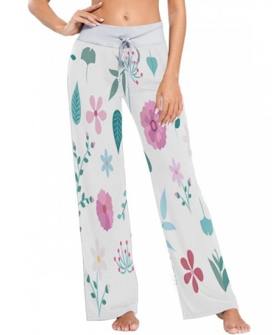 Womens Pajama Lounge Pants Chic Retro Flowers and Leaves Wide Leg Casual Palazzo Pj Sleep Pants Girls - Amazing 1 - C719D3A2E...