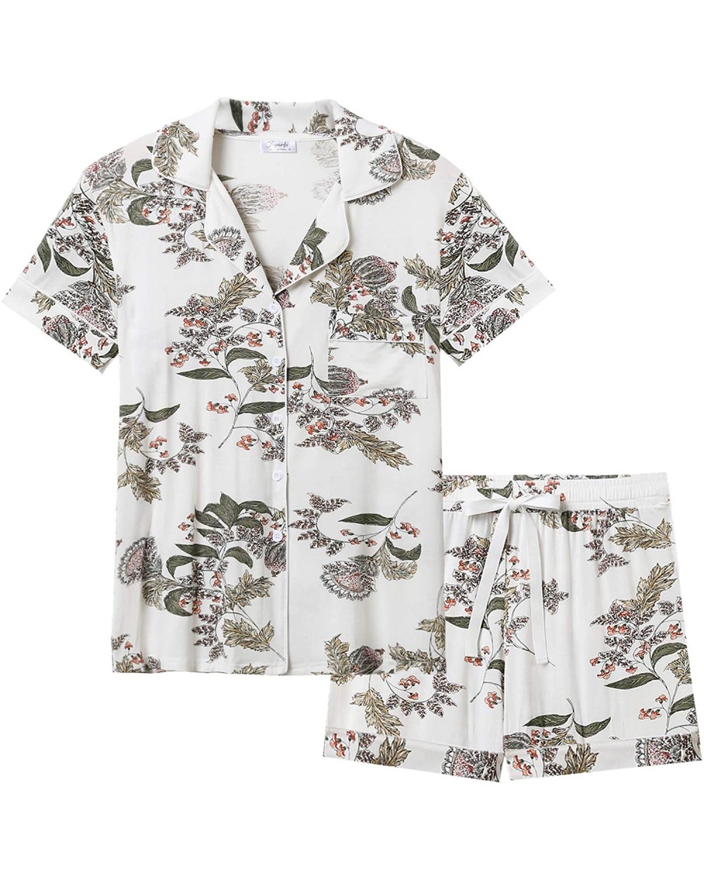 Womens Ultra Soft Pajama Button Down Short Sleeve Pj Set-Small-XXL - Short-maple Leaf - CZ18R0A79DO $56.82 Sets