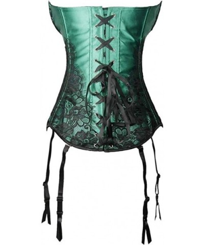 Women Retro Lace up Corset Overbust G-String Top Corset Plastic Boned-C332 - Green - CA192OC3NY7 $51.99 Bustiers & Corsets