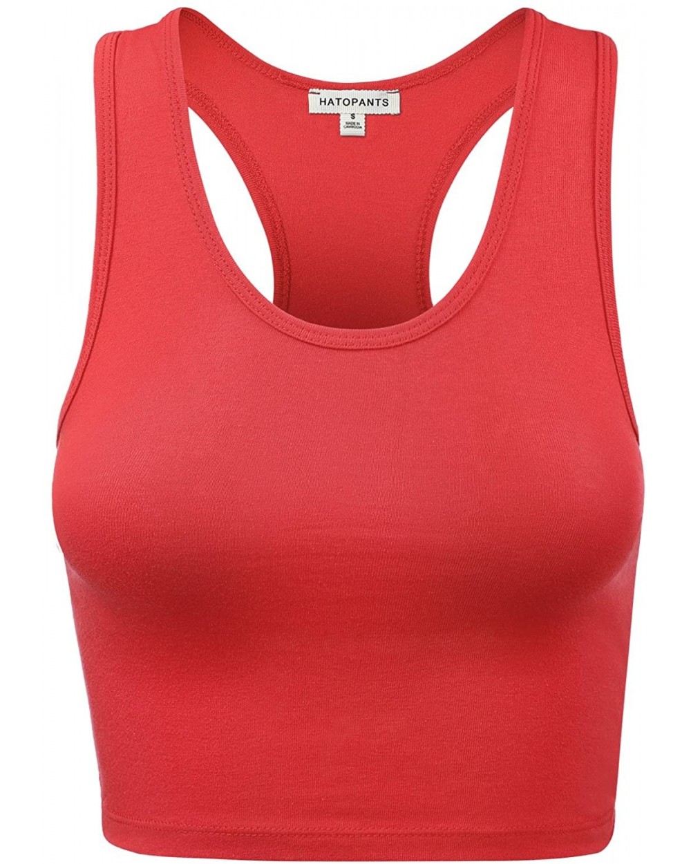 Women's Cotton Racerback Basic Crop Tank Tops - 001-red-2 - C418NGSCHM9 $15.15 Camisoles & Tanks