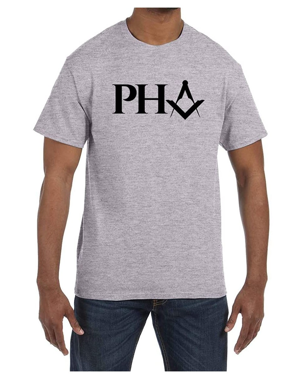 Prince Hall PHA Masonic Men's Crewneck T-Shirt - Sport Grey - CS1853OQLH8 $31.43 Undershirts