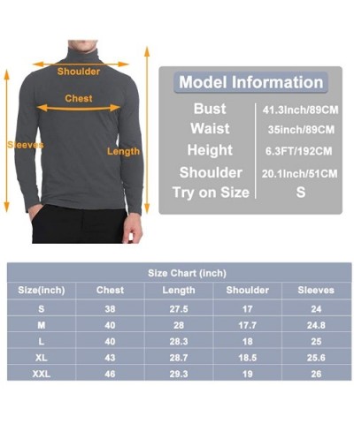 Mens Thermal Tops V-Neck Pullover Turtleneck Shirts Premium Cotton Lightweight - Charcoal Gray - CM193870KKZ $27.32 Thermal U...