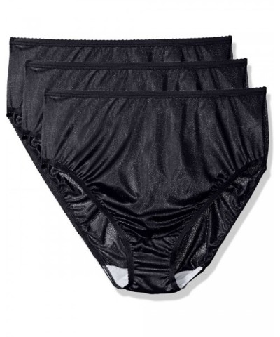 Women's Plus-Size Panties-Hi Cut Nylon Brief (3 Pack) - Black - CT110MKNLB5 $37.80 Panties