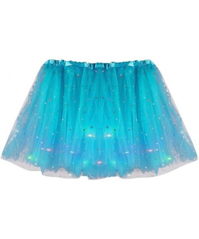 Elastic Waist Chiffon Petticoat Princess Puffy Skirt 50s High Waist Skirts Vintage Tutu with LED Small Bulb Skirt - Sky Blue ...