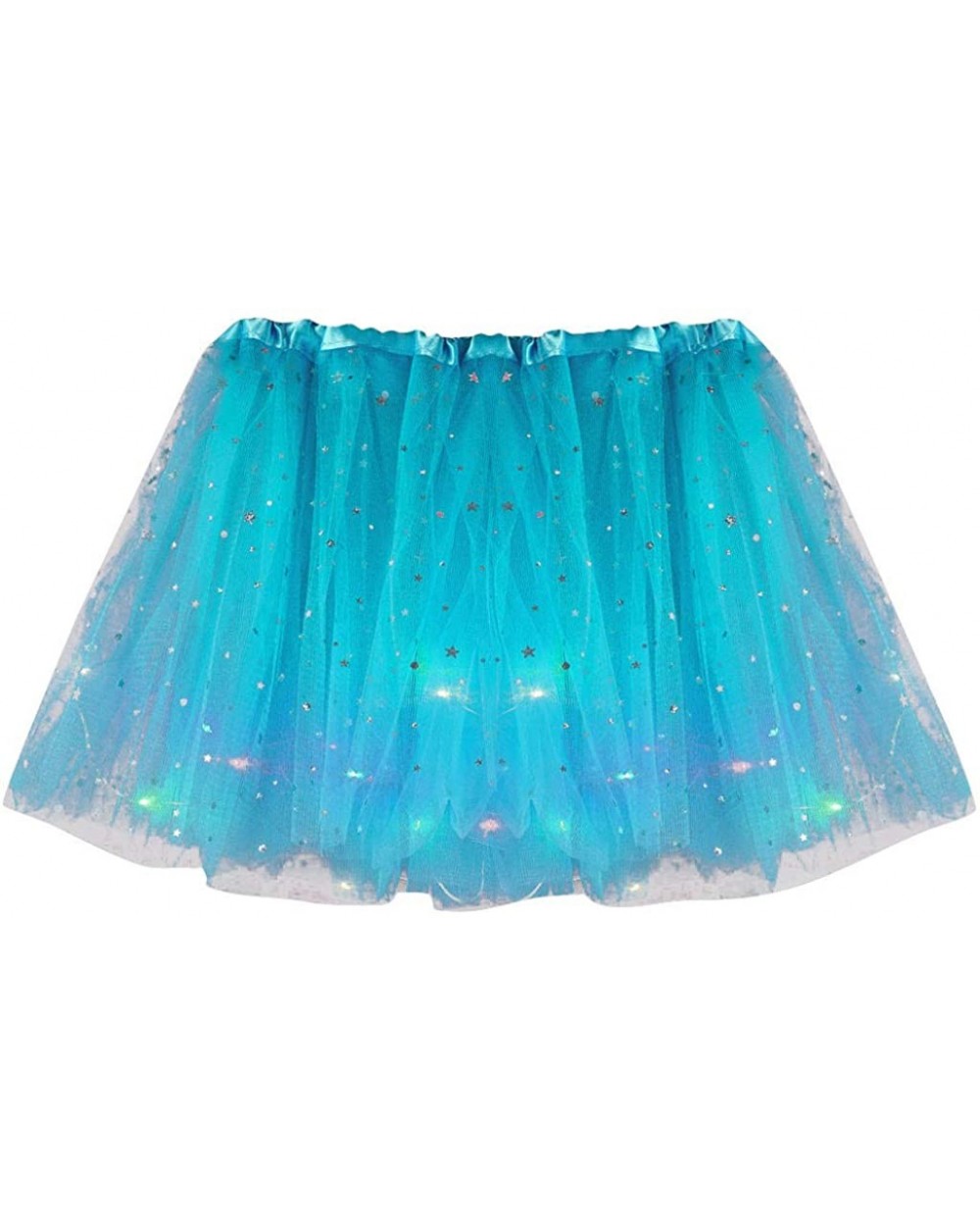 Elastic Waist Chiffon Petticoat Princess Puffy Skirt 50s High Waist Skirts Vintage Tutu with LED Small Bulb Skirt - Sky Blue ...