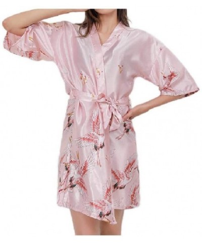 Women Charmeuse Floral Print Pajamas Lounger V-Neck Sleep Robe AS8 XL - As8 - CE19DCW0ZWN $54.23 Robes