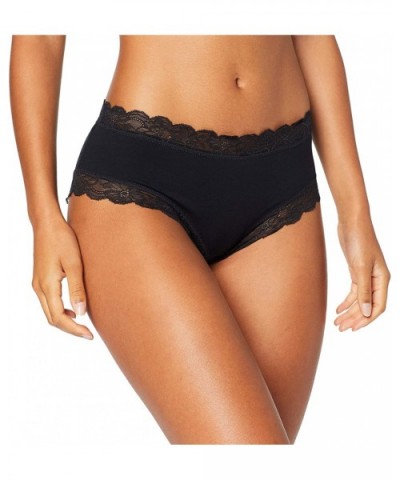 Women's Cotton Lace Hipster - Black - CL18HHCYXZ2 $68.66 Panties