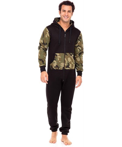 Men's Onesie One Piece Pajamas Unisex Non Footed Playsuit Adult Printed Jumpsuit - Black-green-camo - C918778RD46 $59.01 Slee...