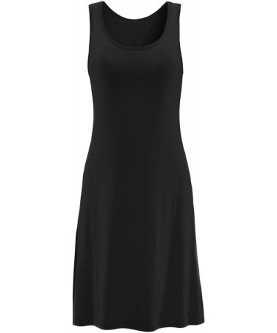 Sleepwear Womens Nightgown Full Slip Lounge Dress with Built-in Shelf Bra - Black_01 - CE18EYO894L $26.80 Nightgowns & Sleeps...
