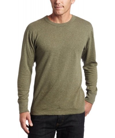 Men's Midweight Long Sleeve Crew - Olive Heather - CE114YU6GLV $50.55 Thermal Underwear