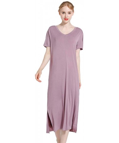 Women's Sleepwear Short Sleeve Nightshirt Summer Nightgown Loose Pajama Dress SQW0013 - Purple - CJ198RZLRWW $26.87 Nightgown...