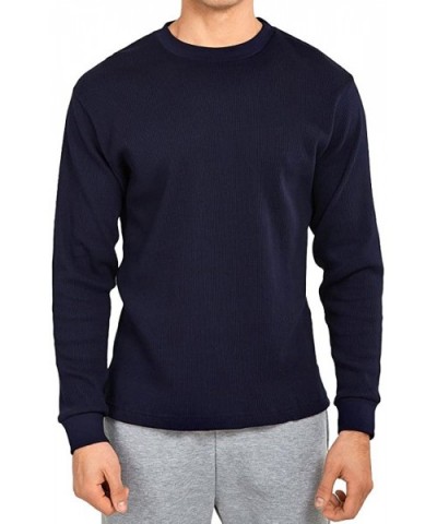 Men's Classic Fit Waffle-Knit Heavy Thermal Shirt - Navy - CO187HKA2M8 $27.09 Thermal Underwear