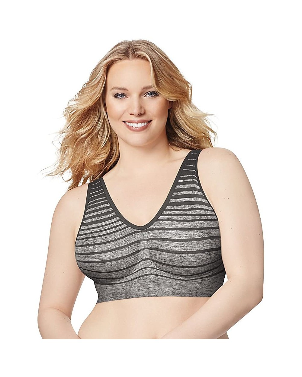 Pure Comfort Seamless Wirefree Bra with Moisture Control (1263) - Gravel Grey Heather/Black - CF182DU8ZQE $25.04 Bras