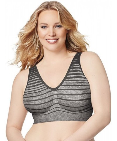 Pure Comfort Seamless Wirefree Bra with Moisture Control (1263) - Gravel Grey Heather/Black - CF182DU8ZQE $25.04 Bras