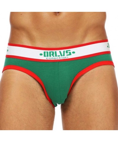 Men's Patchwork Athletic Supporter-Butt Flaunting Jockstraps High Rise Elastic Waistband Cotton Underwear Briefs - Green - C7...