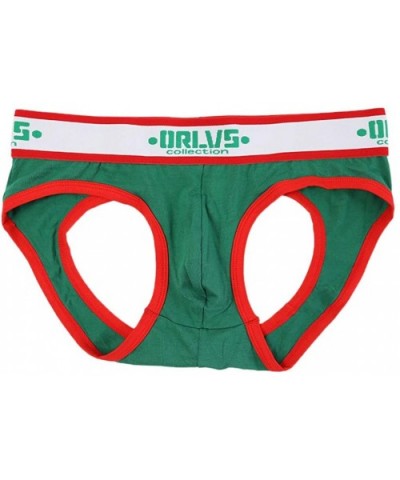 Men's Patchwork Athletic Supporter-Butt Flaunting Jockstraps High Rise Elastic Waistband Cotton Underwear Briefs - Green - C7...