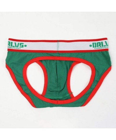 Men's Patchwork Athletic Supporter-Butt Flaunting Jockstraps High Rise Elastic Waistband Cotton Underwear Briefs - Green - C7...