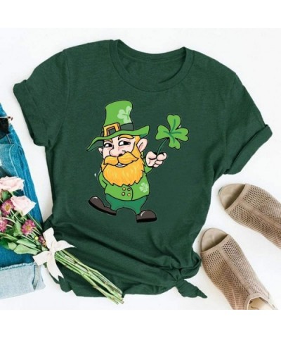 St. Patrick's Day Print Short Sleeve Round Neck Top - K-green - CH1953U24E8 $16.89 Tops