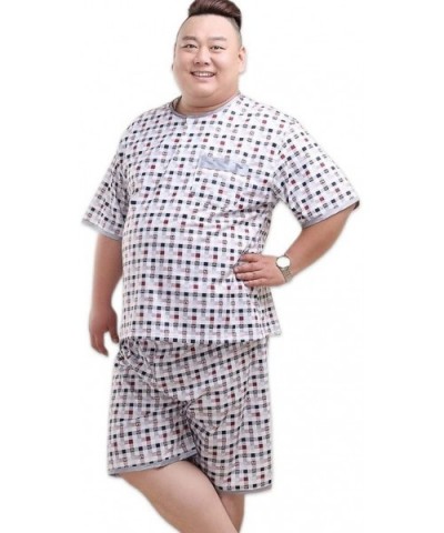 Men's Pajamas Suit- Plus Size XXXXXL Shorts Male Pajamas Sets Short Sleeves Summer Pijama Sleepwear Plaid Night Suit Mens Pyj...