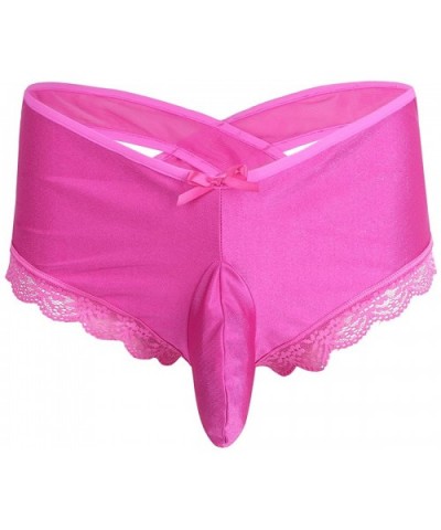 Men's Lingerie Cheeky Floral Sissy Pouch Panties Crossdress Underwear - Rose - CH18CU29DMT $25.17 Briefs