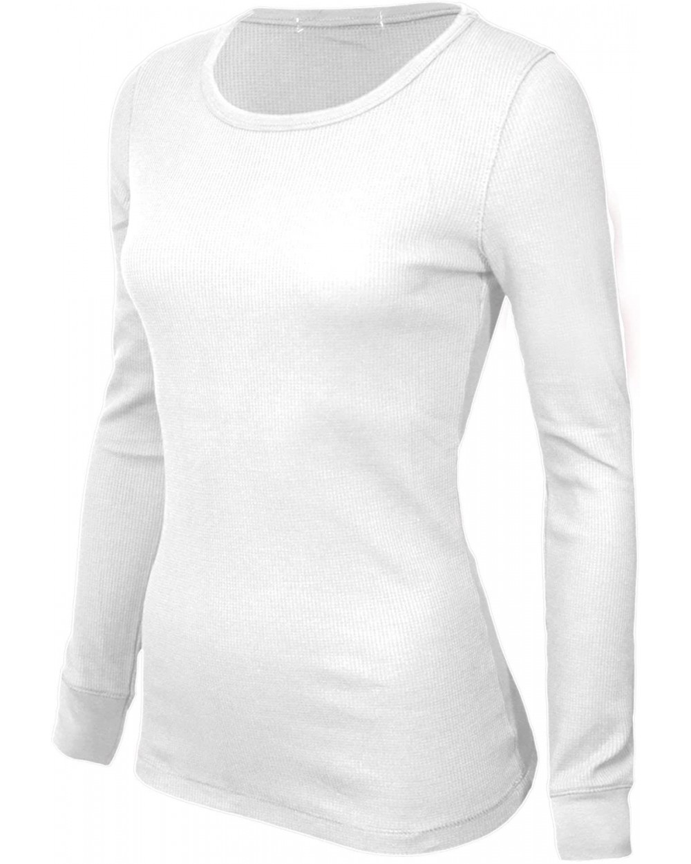 Women's Round Neck Fitted Long Sleeve Cool Sweater Shirt Top - 99_white - CA185H59REN $21.14 Thermal Underwear