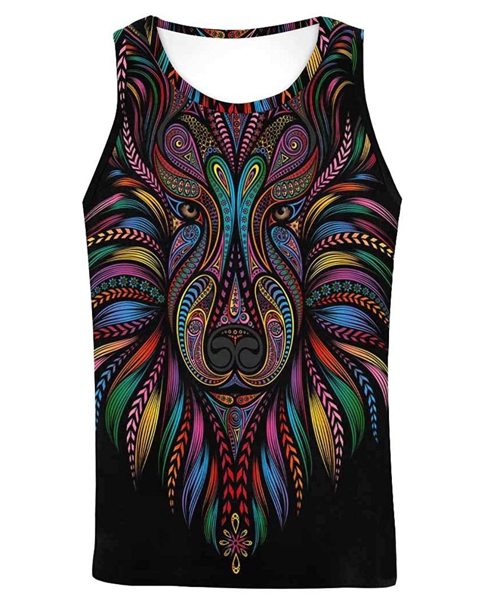 Men's Muscle Gym Workout Training Sleeveless Tank Top a Huge White Lion - Multi8 - CO19D0O6HIN $44.54 Undershirts