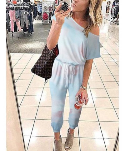 Women's Loose Solid Off Shoulder Elastic Waist Stretchy Long Romper Jumpsuit with Pockets - 03blue Pink - CH190OHKIET $46.05 ...