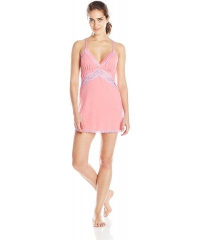 Women's Bliss Chemise - Coral Pink - C411T7TNWPH $40.43 Baby Dolls & Chemises