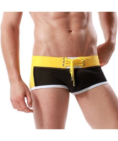 Men's Trunks Stripe Sexy Nylon Breathable Bulge Swimming Briefs - Black - CA18QHNTRER $27.77 Briefs