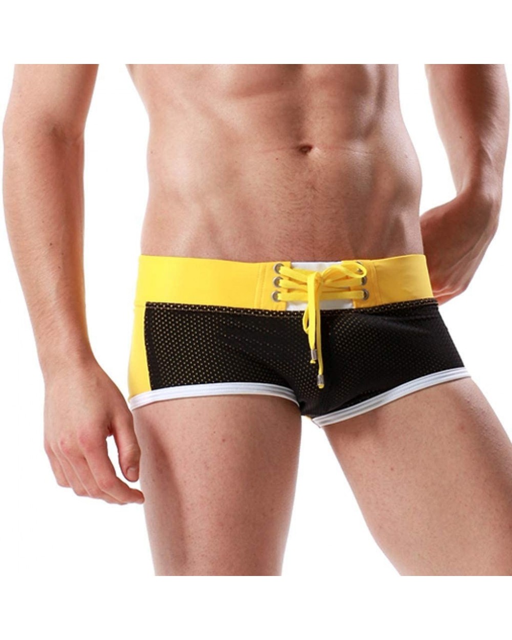 Men's Trunks Stripe Sexy Nylon Breathable Bulge Swimming Briefs - Black - CA18QHNTRER $27.77 Briefs