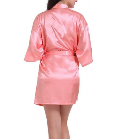 Women's Pure Color Short Satin Kimono Robe Bathrobe Sleepwear Loungwear for Bridesmaid and Bride Wedding Party Gift - Waterme...