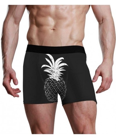 Men's Algae Marine Plants Breathable Boxer Briefs No Ride-up Soft Underpants S - Black and White Pineapple8 - CS18TOE6ZGE $24...