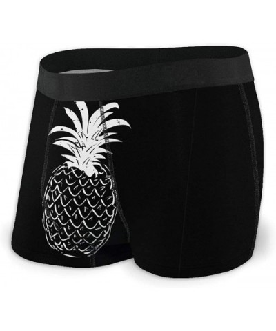 Men's Algae Marine Plants Breathable Boxer Briefs No Ride-up Soft Underpants S - Black and White Pineapple8 - CS18TOE6ZGE $24...