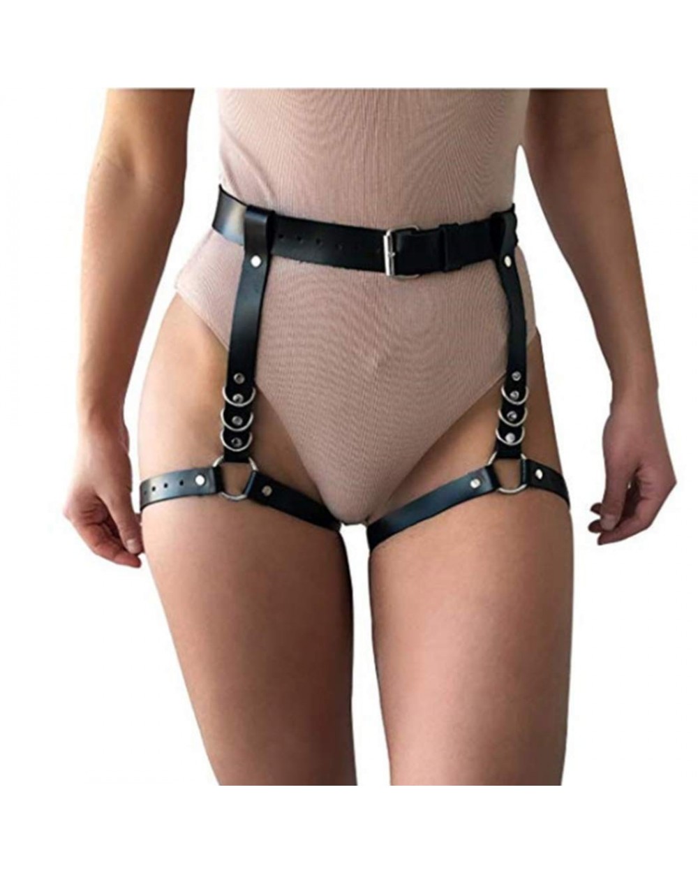 Punk Leg Harness Black Body Garters Waist Garter Belt for Women and Girls - CN199GGKK8A $18.98 Garters & Garter Belts