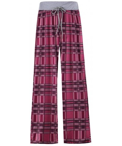 Women's Casual Floral Print Wide Leg Palazzo Lounge Pants Drawstring Pajama Comfy Stretch Pants - Hot Pink - CS194505WNX $21....