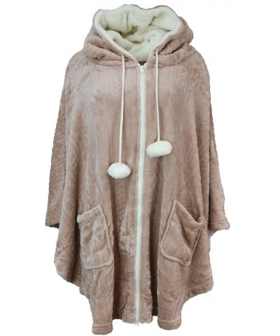Women's Plus Size Snuggle Chenille Poncho Zip Front- Pockets - Dusty Rose - CK18ZAOUS4X $64.70 Robes