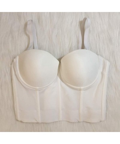 Women's Basic Smooth Push Up Bustier Club Party Crop Top Bra - White - CN12HDX9VKN $33.65 Bras