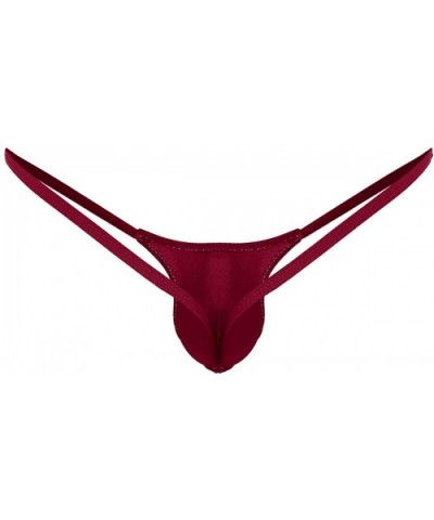 Mens See Through Jockstrap Bulge Pouch Low Rise V-String Thong Briefs Underwear - Wine Red - C618SLU2A7O $20.09 G-Strings & T...