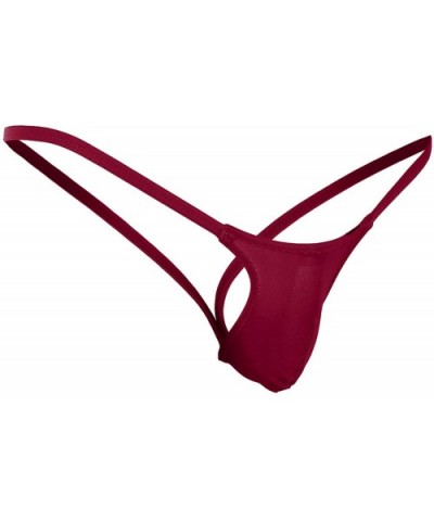 Mens See Through Jockstrap Bulge Pouch Low Rise V-String Thong Briefs Underwear - Wine Red - C618SLU2A7O $20.09 G-Strings & T...