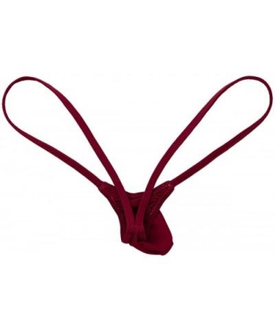 Mens See Through Jockstrap Bulge Pouch Low Rise V-String Thong Briefs Underwear - Wine Red - C618SLU2A7O $20.09 G-Strings & T...