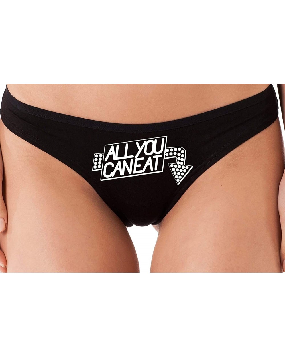 All You Can Eat Black Thong Oral Aint Gonna Lick Itself Sexy - White - CR18S3GO997 $21.58 Panties